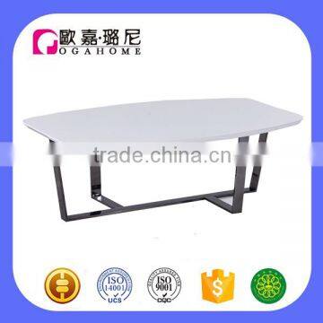 CJ0182 Black Titanize Stainless Leg & White Piano Paint Surface Coffee Table