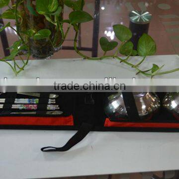 Home Portable high grade stainless steel cutlery set with travelling bag