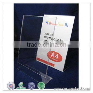 L shape clear acrylic menu holder