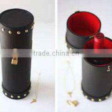 Cylindrical Wine Box & handmade Wine Box & faux leather Wine Box