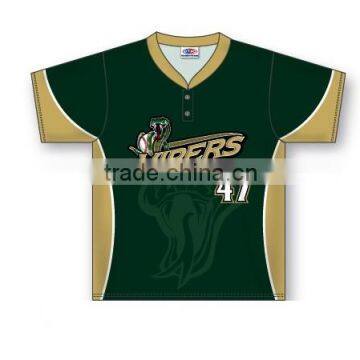 Custom Sublimated Short Sleeves Two Buttons Vipers Baseball Jersey/T-Shirt made of Moisture Wicking Cool Polyester fabric