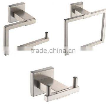 Fashion square Bathroom Accessories Tissue Holder/Double Hook/Towel Ring Stainless Steel Wall Mount, Brushed Finish