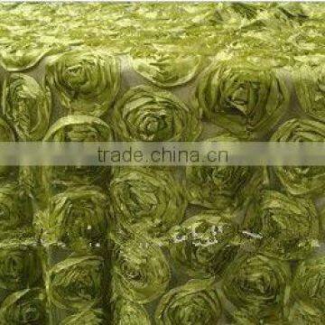 Gorgeous floral patterns table cloth for wedding, satin rosette table cloth