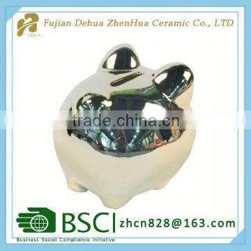Electroplating Small Ceramic Pig Shape Piggy Bank photo-3