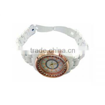 Beautiful White Plastic Quartz Lady Watch With Rose Gold Bezel photo-3