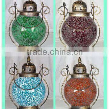 Antique decorations hanging mosaic glass tealight globel lantern