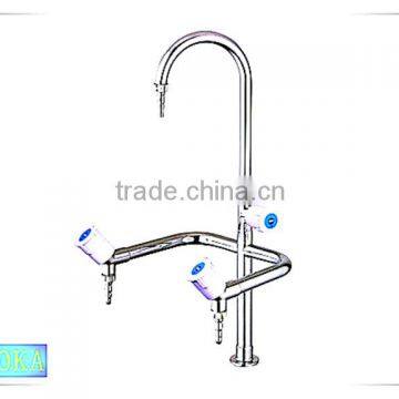 stainless steel benchtop triple outlet lab faucet