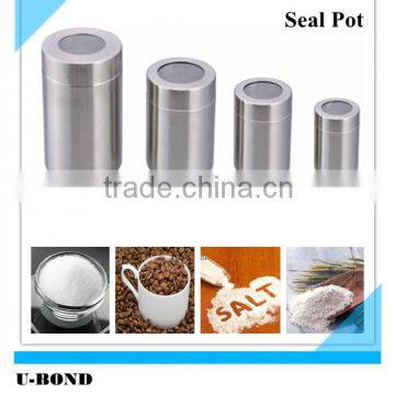 Glass stop stainless steel storage canister kitchen ware