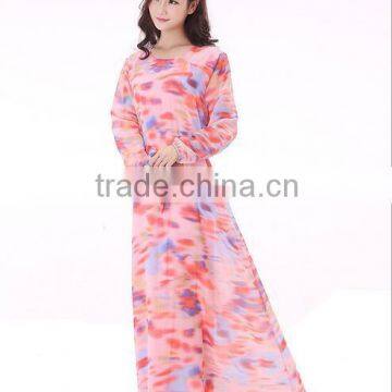 2015 Fahion Long Sleeve Chiffon Kaftan Abya Dresses photo-5