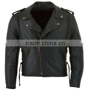 Mens Vented Classic Style Leather MC Jacket, Genuine Cowhide Leather CE Armours from Sialkot Pakistan