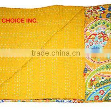 Quilt Queen Kantha Bedspread Cotton Blanket Gudari Mandala Quilt Handmade Jaipur