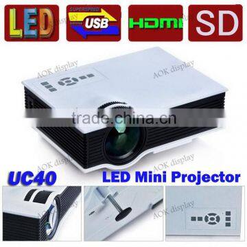 Newest UC40 Mini Pico portable proyector Projector AV VGA A/V USB & SD with VGA HDMI Projector projetor beamer Wholesale