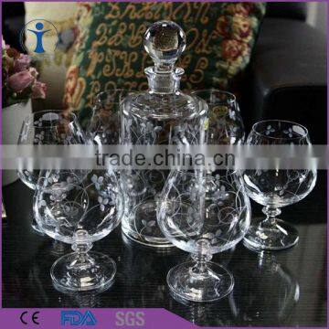 Romanic style personalized high quality 3-pieces set brandy crystal wine glass