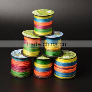 300M 4 strand multi color pe braided fishing line 150lb multifilament