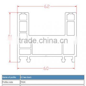 Sliding Upvc Profile 62 Two Track Plastic u Profile