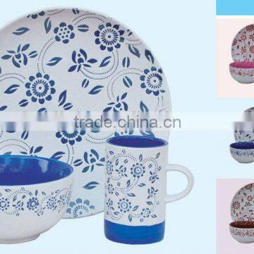 Factroy direct sales 3pcs handpainted ceramic breakfast set