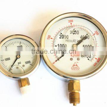 Glycerin Oil Filled Pressure Gauge