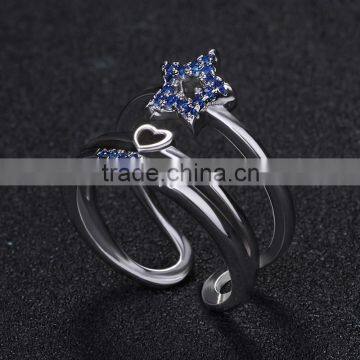 Synthetic Blue Gemstone Setting Open Ring New Design Ladies Finger Ring photo-5