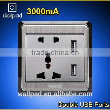 China Suppliers Wallpad Metal110~250V Electrical Universal Socket with Usb Charger Ports USB Power Wall Light Socket eu uk                        
                                                Quality Choice