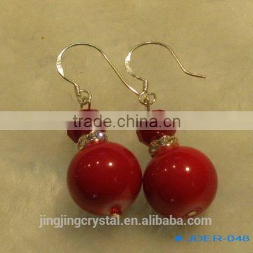 Red gourd shape Antique style crystal earrings