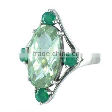 925 Sterling Silver Green Onyx & Green Amethyst Ring Jewelry