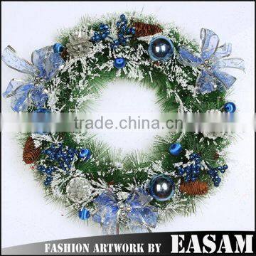 Pretty ball Pine cone ribbon handmade artificial christmas wreath for indoor ornament