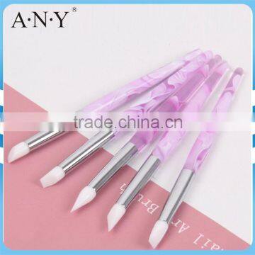 ANY Nail Art 3D Clay Design 5PCS Acrylic Handle Silicone Tip Sculpture Nail Brush Set