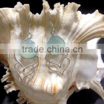 Blue Chalcedony Pear Facet Earrings, 925 Solid Sterling Silver Earrings, Designer Natural Gemstone Earrings