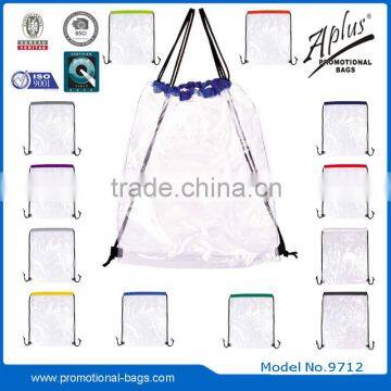 waterproof pvc promotional transparent plastic drawstring bag