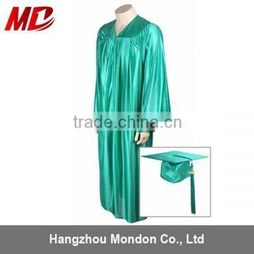 High School Graduation Cap and Gown Shiny Emerald Green