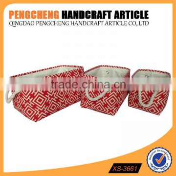 High quality red color storage basket cotton handle