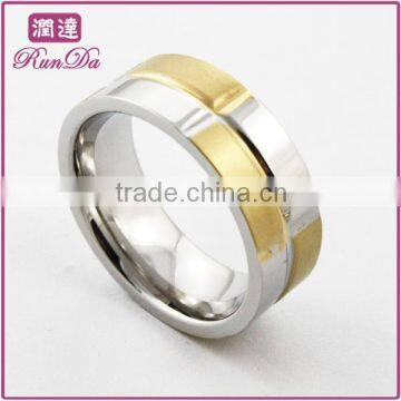 8mm gold plated polished 316L Stainless Steel finger rings for men wholesale