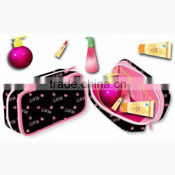 professional cosmetic bag with double zippers