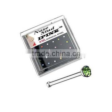 24 PCS Multi Color Gems 20G Steel Nose Bone/Nose Stud/Nose Ring in Case.