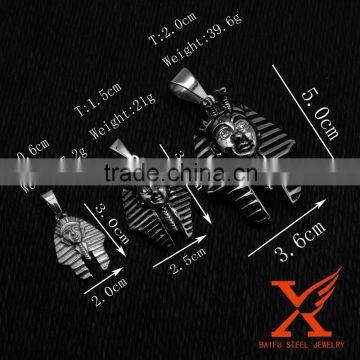 Stainless Steel Jewelry Hip Hop Essential Silver Black Pharaoh King Tut Pendant Big Middle and Small Size Jewelery photo-2