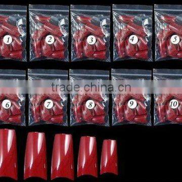 500 Red Coloured Fake French Nail Tip Nail Art