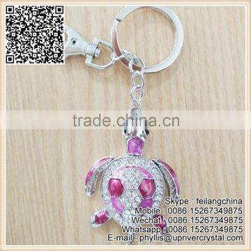 Hot Gifts Rose Tortoise Key Ring White Diamond Keychain