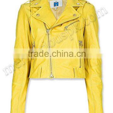 Women Yellow Fashion Leather Jackets