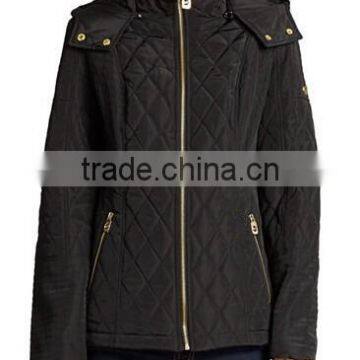 Womens Quilted Hooded Puffer Winter Coat