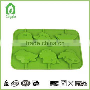 100% food grade 6 Cavities dinosaur silicone pop mold candy mold chocolate mold