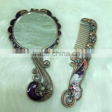 Promotional Gift Comb Mirror Set/red Bronze Cosmetic Pocket Mirror Set photo-2