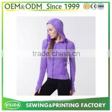 2016 New 100% Blank Polyester Purple Hoodies For Women Custom Dry Fit Sport Hoodies with Hood OEM