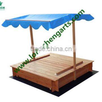 Kid's wooden sandbox With PE awning