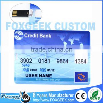 100% Custom Promotional Credit Card Business Card USB Flash Drive Real Capacity Memory Stick Logo Printing Wholesale Bulk