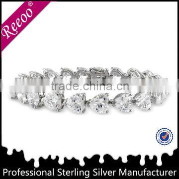 Fashion 925 silver diamond tennis bracelet, 925 italian silver bracelet