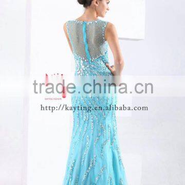 Gorgeous Handmade Beaded Sleeveless Sexy Long Dubai Designers Wholesale Evening Dress photo-5