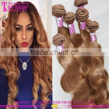 China hair factory price weave #27 color hair extension top sale european virgin hair weave color #27