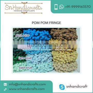 Indian Manufactured Beautiful Pom Pom Fringe for Sale by Distinguished Supplier