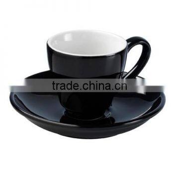 Beautiful China Black Color Glazed Logo Decal Artwork Design Printable Coffee Tea Cups and Saucers Sets photo-2