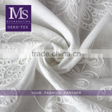 2016 plain white flower cotton fabric, cotton fabric for t-shirt